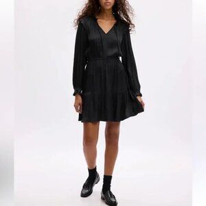 Split-Neck Tiered Mini Dress